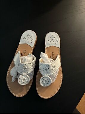 Palm Beach Sandals White Leather Thong Sandal